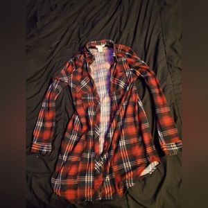 Red plaid lightweight and lengthy button down